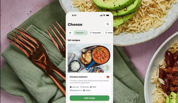 Choosing recipes in the new app