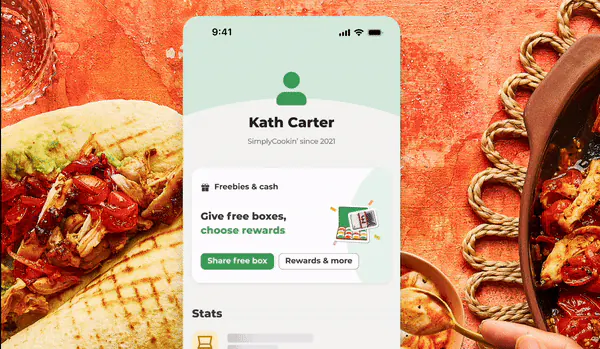 A customer's SimplyCook stats in the app